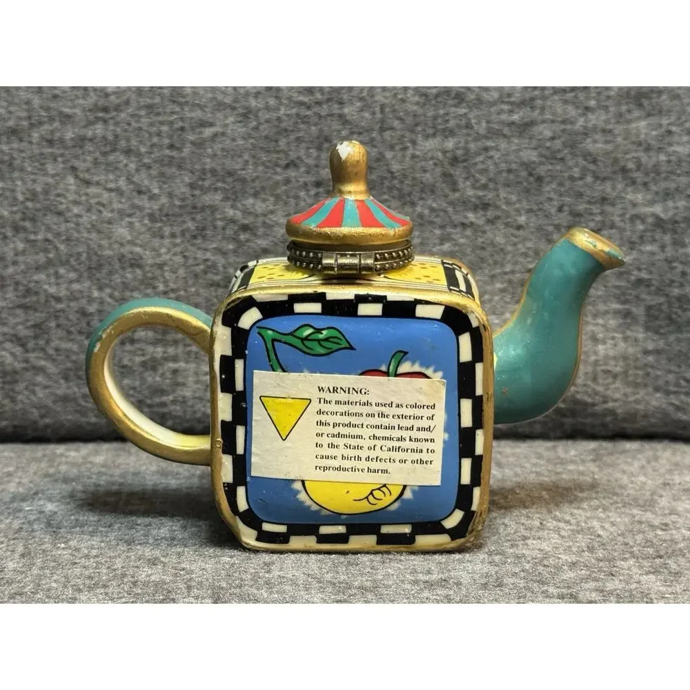 Greenbrier Teapot Floral Hinged Trinket Box